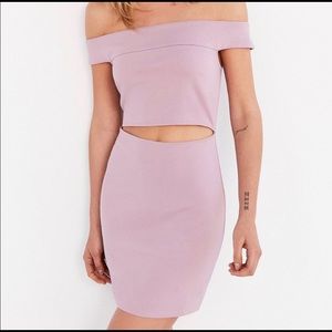 Urban Outfitters mauve/purple off shoulder mini dress